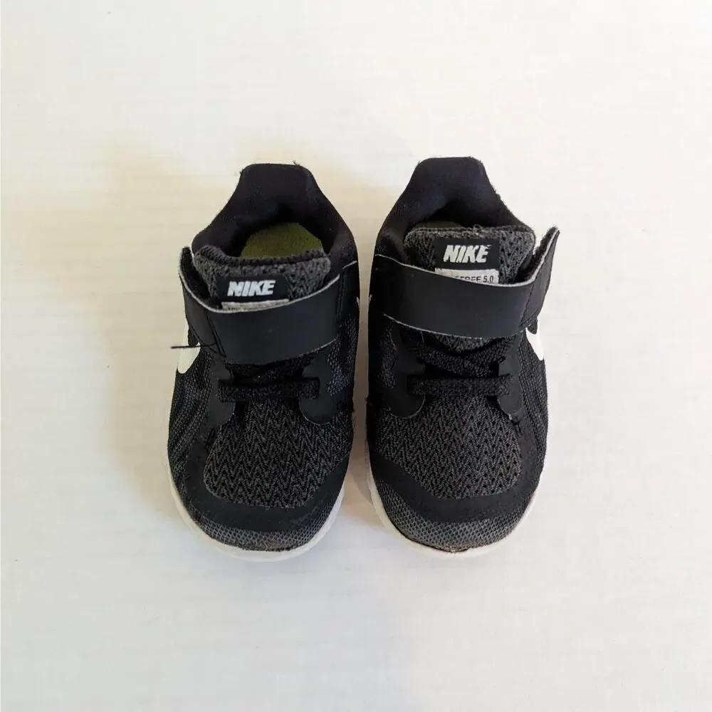 Nike Free 5.0 Black Sneakers Size 5C Tennis Shoes 725107-001